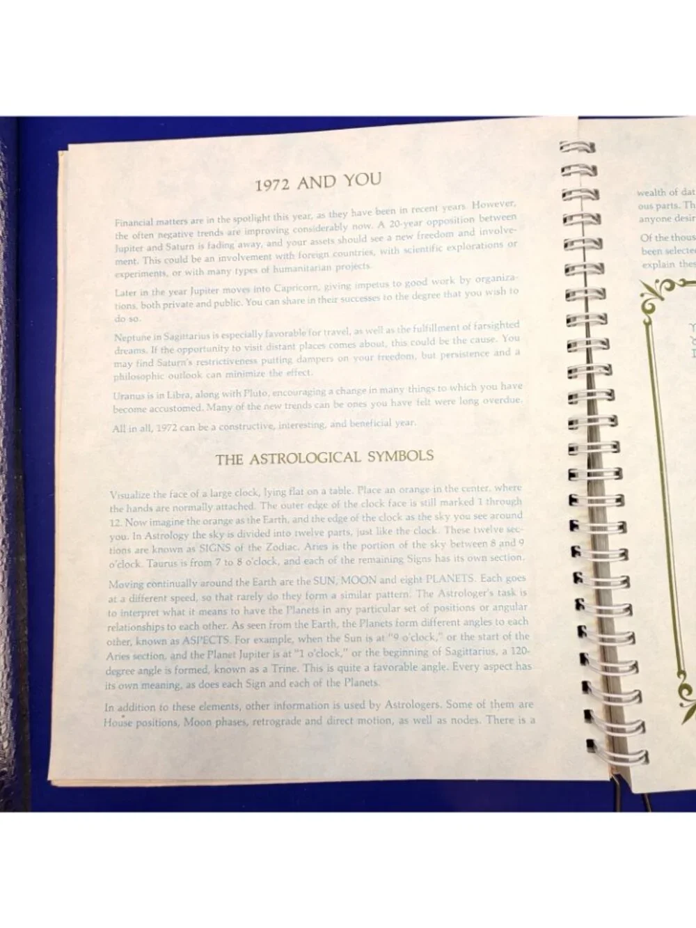 1972 Horoscopes Engagement Calendar Astrology Zodiac Spiral Planner VTG Ephemera
